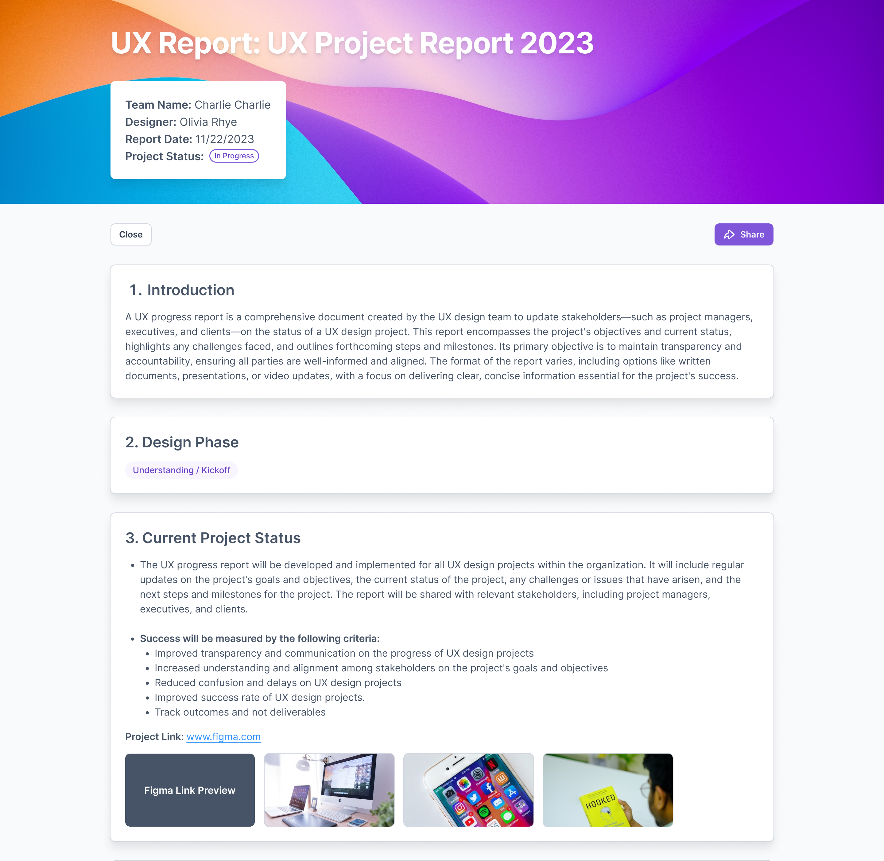 What is a UX Design progress report?